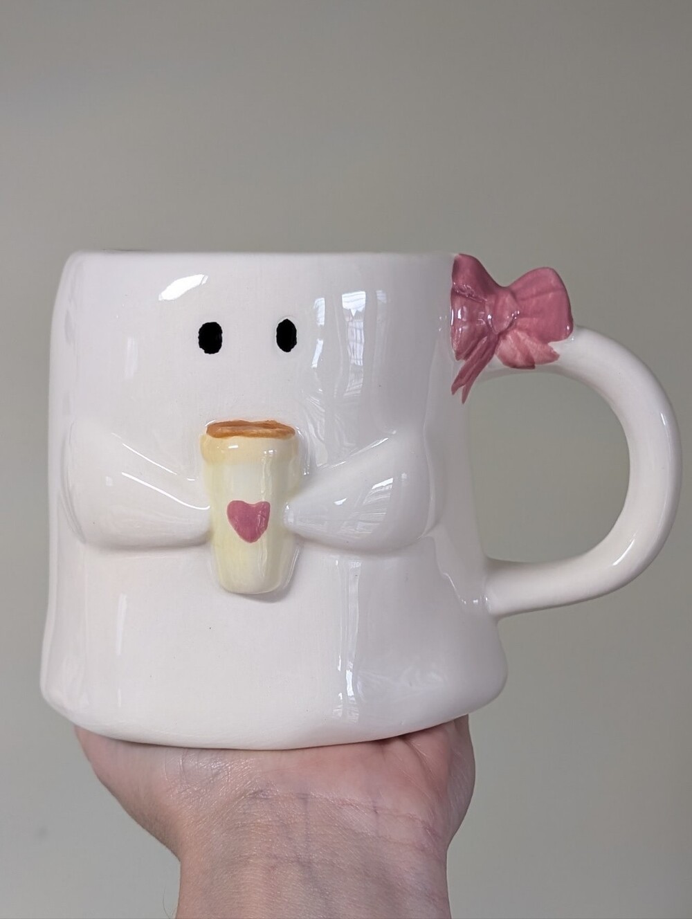 Spooky Cute Chic Pinkoween Ghost with Bow and Latte Mug 🎀👻 By MRKT